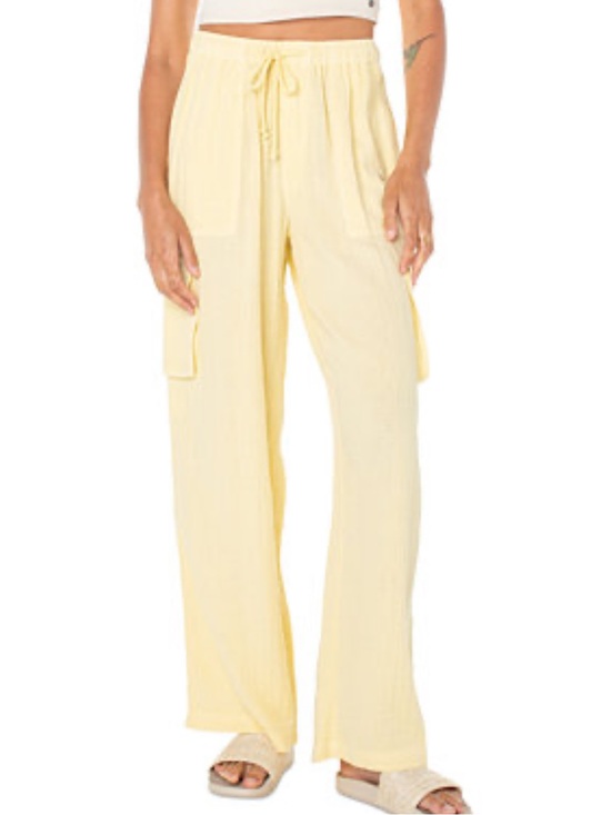 Jolie & Joy by FCT With Love Pants - NWT!! Wide-Leg Drawstring Cargo Pants in Pale Yellow